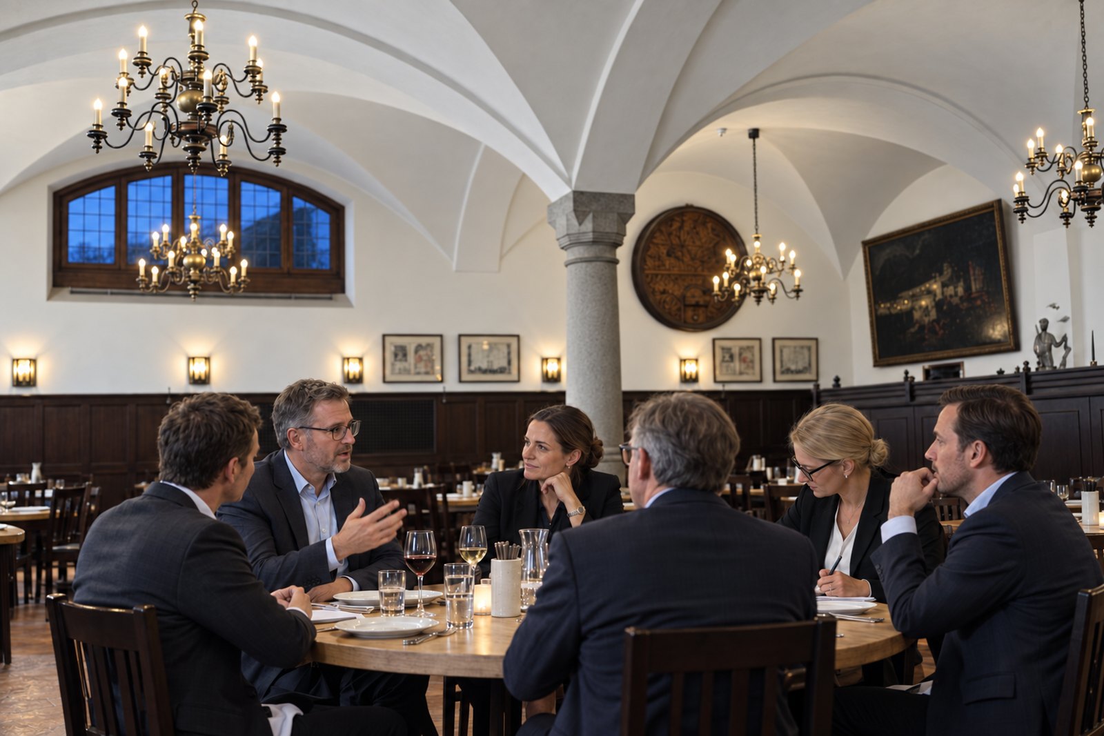 Kleine Runde am runden Tisch, mitten im Gespräch